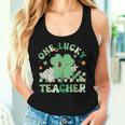 One Lucky Teacher Groovy Retro Teacher St Patrick's Day Women Tank Top Gifts for Her