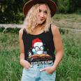 Owl Santa Hat Reading Book All Booked For Holidays Christmas Women Tank Top Gifts for Her