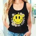 Retro Groovy Be Happy Smile Face Daisy Flower 70S Women Tank Top Gifts for Her