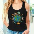 Retro Groovy Save Bees Rescue Animals Recycle Fun Earth Day Women Tank Top Gifts for Her