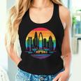 Retro Lgbt Rainbow Charlotte Skyline Lesbian Gay Pride Women Tank Top Gifts for Her