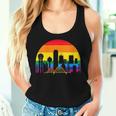 Retro Lgbt Rainbow Dallas Skyline Lesbian Gay Pride Women Tank Top Gifts for Her