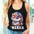 Retro 'Merica Hedgehog Dad Mom 4Th Of July Women Tank Top Gifts for Her