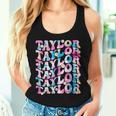 Retro Tie Dye Taylor First Name Personalized Groovy Birthday Women Tank Top Gifts for Her