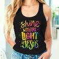 Shine With The Light Of Jesus Proud Christian Faith Quote Women Tank Top Gifts for Her