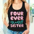 Sister 4Th Birthday Four Ever Sweet Donut Fourth Bday Women Tank Top Gifts for Her