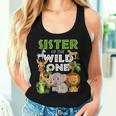 Sister Of The Wild One Zoo Birthday Safari Jungle Animal Women Tank Top Gifts for Her