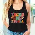 Tacos And Tequila Cinco De Mayo Groovy Mexican Drinking Women Tank Top Gifts for Her