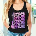 Taylor First Name I Love Taylor Girl Groovy 80'S Vintage Women Tank Top Gifts for Her