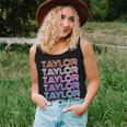 Taylor Girl Boy First Name Groovy Surname Retro Theme Text Women Tank Top Gifts for Her