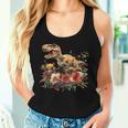 Trex Dinosaur Dino Floral Flower Women Tank Top Gifts for Her
