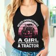 Never Underestimate A Girl With A Tractor Farmer Women Tank Top Gifts for Her