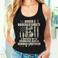 Never Underestimate Woman And A German Shepherd Usa Flag T-S Women Tank Top Gifts for Her