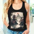 Vintage Japanese Flower Mountain View Landscape Graphic Women Tank Top Gifts for Her