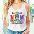 Autism Mom Raising Hero Groovy Messy Bun Autism Awareness Women Tank Top Gifts for Her