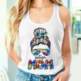 Autism Mum Messy Bun Cute Puzzle Autism Awareness Mum Gray Tank Top Frauen Geschenke für Sie