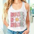 Cute Groovy 9Th Birthday Party Daisy Flower Nine Year Old Women Tank Top Gifts for Her