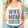 Damen Spüche Damen Wife Mom Boss Muttertag Geschenk Mama Mutter Mit-Ausschnitt Tank Top Frauen Geschenke für Sie