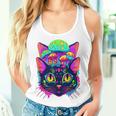 Edm Rave Trippy Cat Mushroom Psychedelic Festival Women Tank Top Gifts for Her