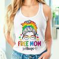 Free Mom Hugs Messy Bun Rainbow Gay Trans Pride Mother Day Women Tank Top Gifts for Her