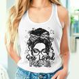 One Loved Mama Quote Mom Messy Bun Cute Women Tank Top Gifts for Her