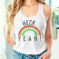 Heck Yeah Retro Style Rainbow Distressed Women Tank Top Gifts for Her