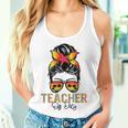 Messy Bun Teacher Off Duty Leopard Happy Last Day Of School Women Tank Top Gifts for Her