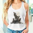 Mommy Wolf Howling At Moon Graphic Wolf Lovers Mother's Day Women Tank Top Gifts for Her