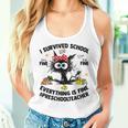 I Survived School Preschool Teacher Everything Is Fine Cat Women Tank Top Gifts for Her