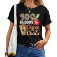 100 Days Of Coffee & Chaos 100Th Day Of School Teacher Kid Women T-shirt