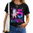 5 Years Old Flossing Unicorn 5Th Birthday Girl Party Women T-shirt