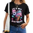 5Th Birthday Girl 5 Years Ice Cream Number 5 Women T-shirt