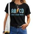 Abcd Pencil Leopard 1St Grade Rocks Back To School Teacher Women T-shirt