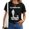 Alleerrückt Hier Komm Chicken Wir Gehen Bauer Landwirt Hühner German T-shirt Frauen