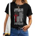 American Flag Cross Patriotic Religious Christian Usa Faith Women T-shirt