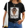 April Girls Afro Messy Bun Bleached Black Birthday Women T-shirt