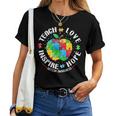 Autism Awareness Teacher Apple Teach Hope Love Inspire Women T-shirt