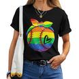 Baseball Gay Pride Lgbt Rainbow Flag Lgbtq Sports Lover Women T-shirt