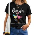 Bin Da Kann Losgehen Flamingo Mit Sekt T-shirt Frauen