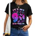 Birthday Girl 9 Year Old Butterfly Number 9 Women T-shirt