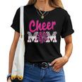 Cheer Mom Hot Pink Black Leopard Letters Cheer Pom Poms Women T-shirt