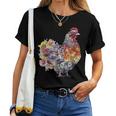 Chicken Aesthetic Flowers Cute Cottagecore Floral Chicken Women T-shirt