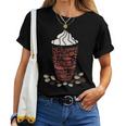 Coffee Bean Funky Whipped Cream Iced Coffee Lover Coffee Cup Women T-shirt