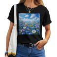 Cute Blue Floral Flowers Blossom Field Women T-shirt