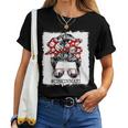 Cute Messy Bun Cincinnati Retro Baseball Lover Game Day Women T-shirt