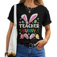 Cute Teacher Bunny Ears & Paws Easter Eggs Easter Day Girl Women T-shirt