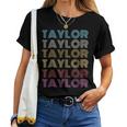 First Name Taylor Retro Personalized Groovy 80'S Women T-shirt