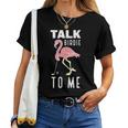 Flamingo Playing Golf Talk Birdie To Me Golfing Golfer Women T-shirt