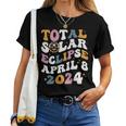 Groovy Total Solar Eclipse 2024 Cute Solar Eclipse Women T-shirt