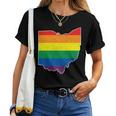 Gay Pride Flag Ohio State Map Rainbow Stripes Women T-shirt